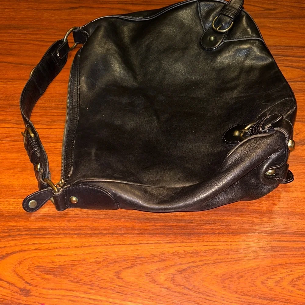 VTG Y2K Banana Republic Leather Slouchy Hobo Satchel Bag w/Buckles